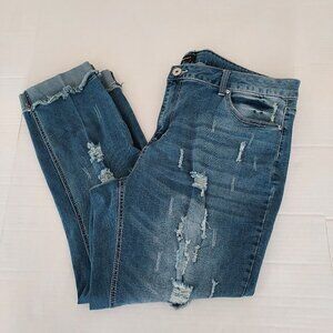 Ashley Stewart Distressed Ankle Cuffed Jeans